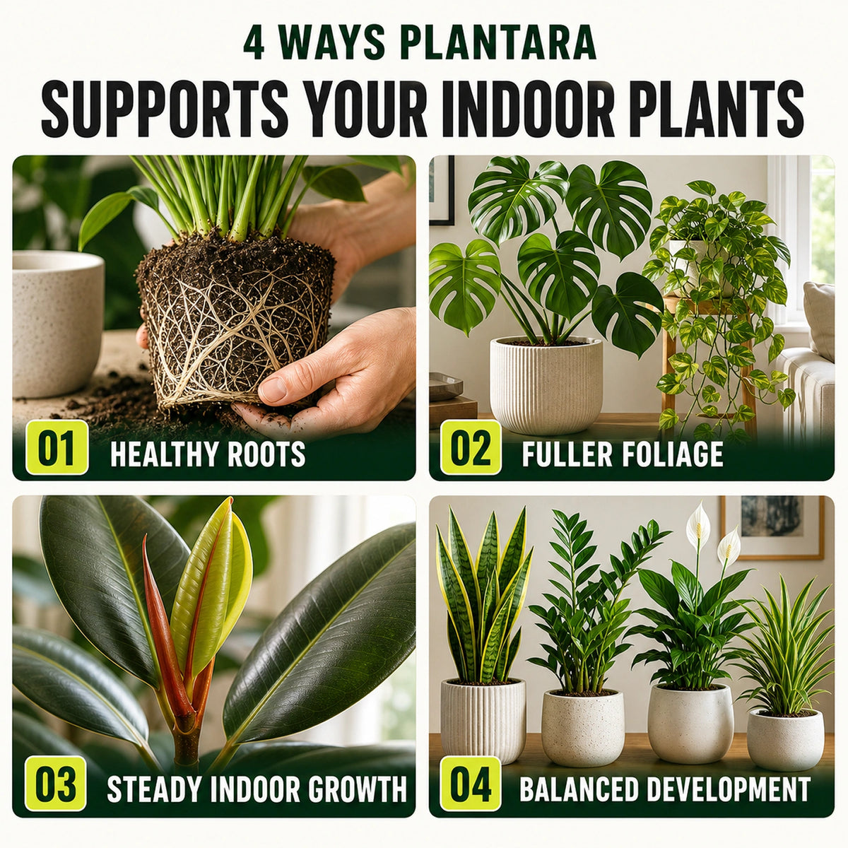 Plantara Liquid Organic Indoor Plant Food & Vitamin for Healthy Roots & Foliage - Biogrowth Organics