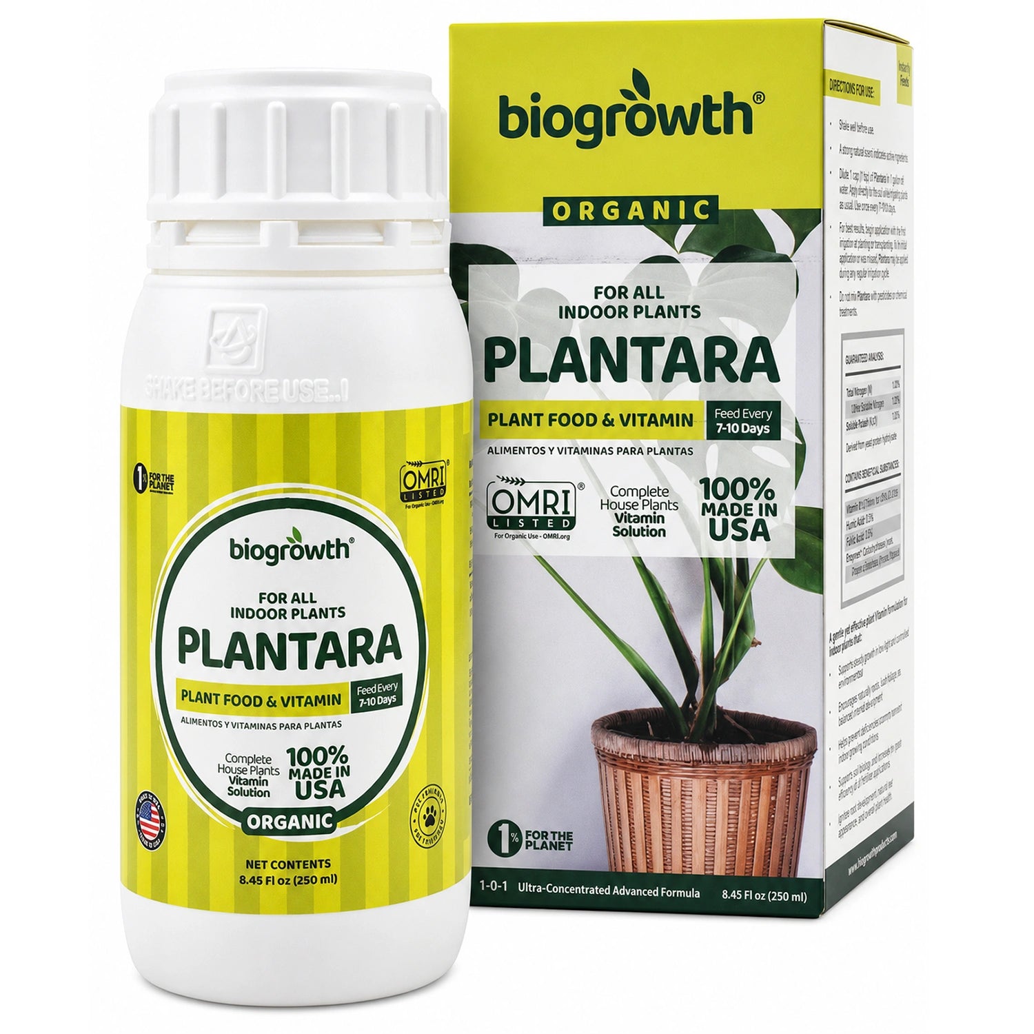 Plantara Liquid Organic Indoor Plant Food & Vitamin for Healthy Roots & Foliage - Biogrowth Organics