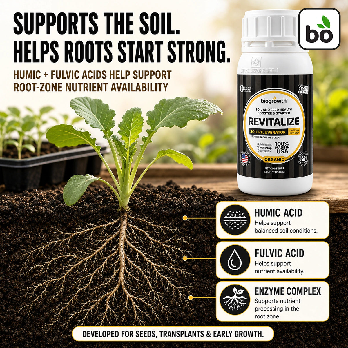 Revitalize Liquid Organic Soil Rejuvenator for Seed Starting & Transplanting - Biogrowth Organics