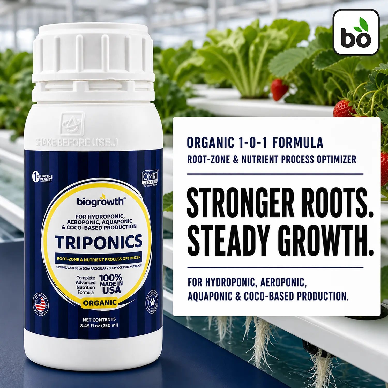 TriPonics Liquid Organic Root-Zone & Nutrient Process Optimizer for Hydroponics - Biogrowth Organics