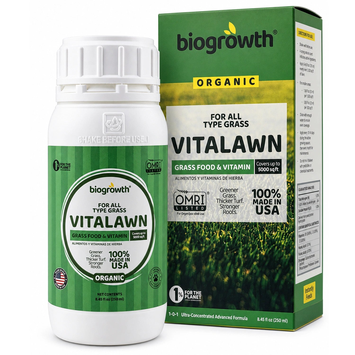 VitaLawn Liquid Organic Grass Food & Vitamin for Greener, Thicker Lawns - Biogrowth Organics