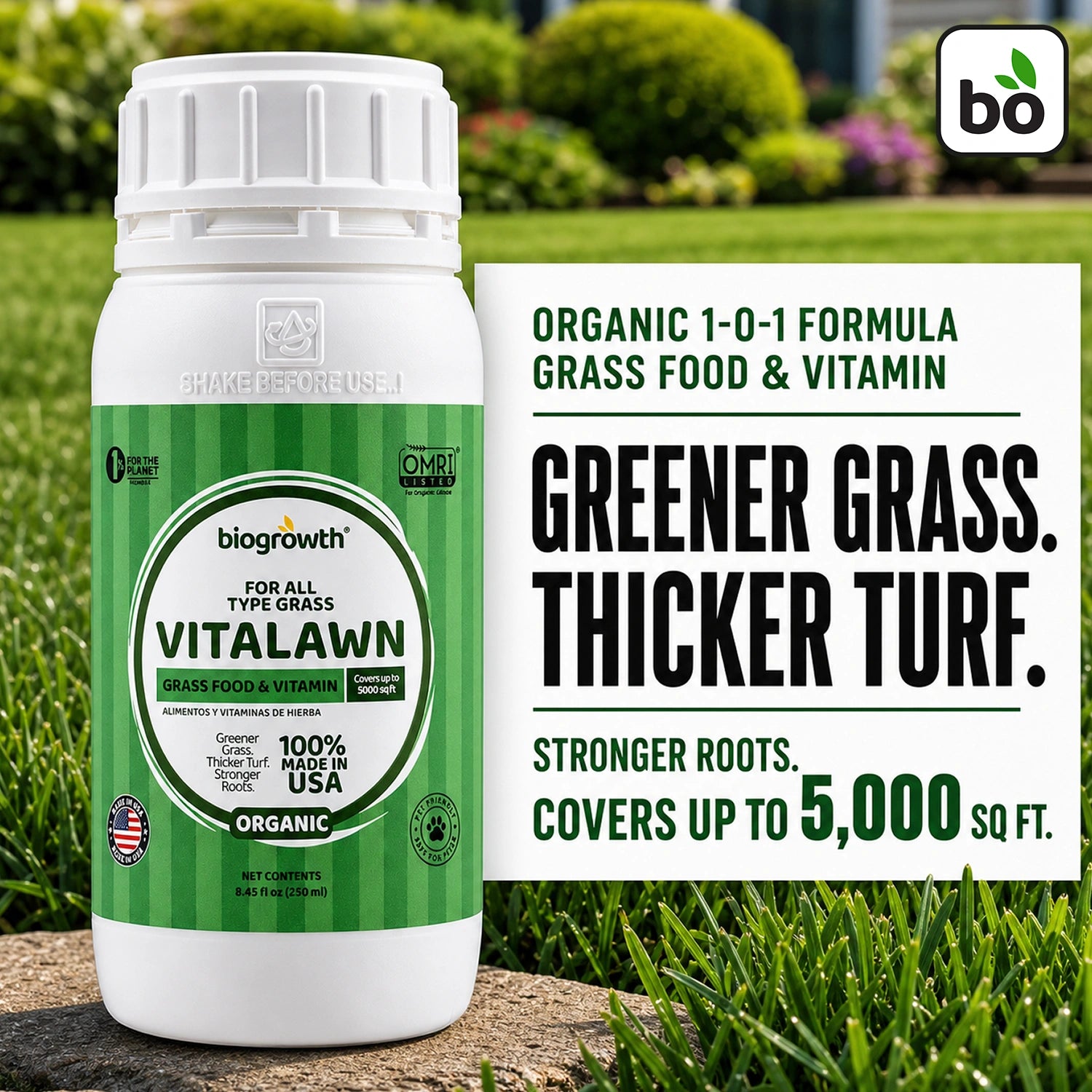 VitaLawn Liquid Organic Grass Food & Vitamin for Greener, Thicker Lawns - Biogrowth Organics