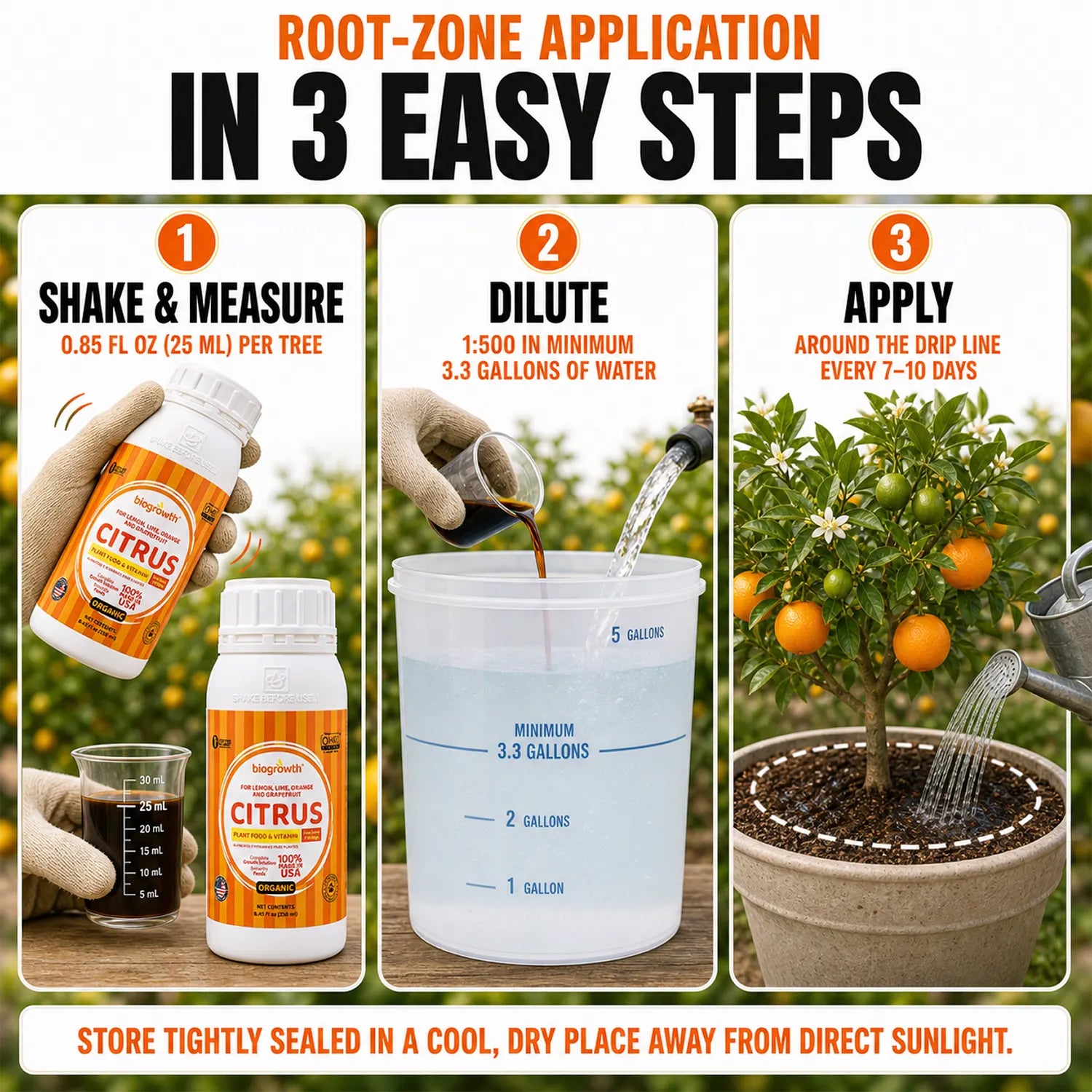 Citrus Liquid Organic Plant Vitamin for Lemon, Orange, Lime & Grapefruit Trees - Biogrowth Organics