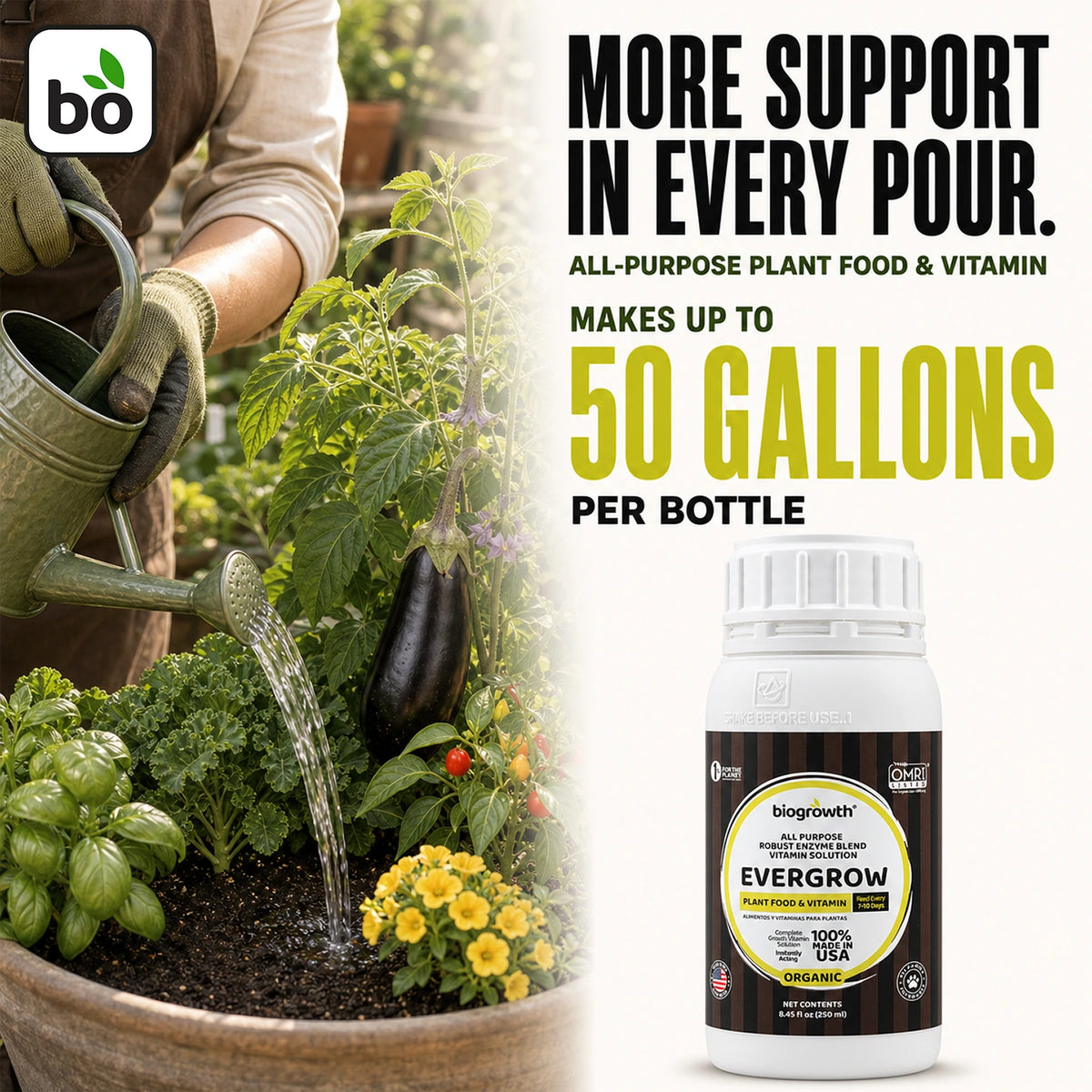 EverGrow Liquid Organic Plant Vitamin for Strong Roots & Flowers - Biogrowth Organics