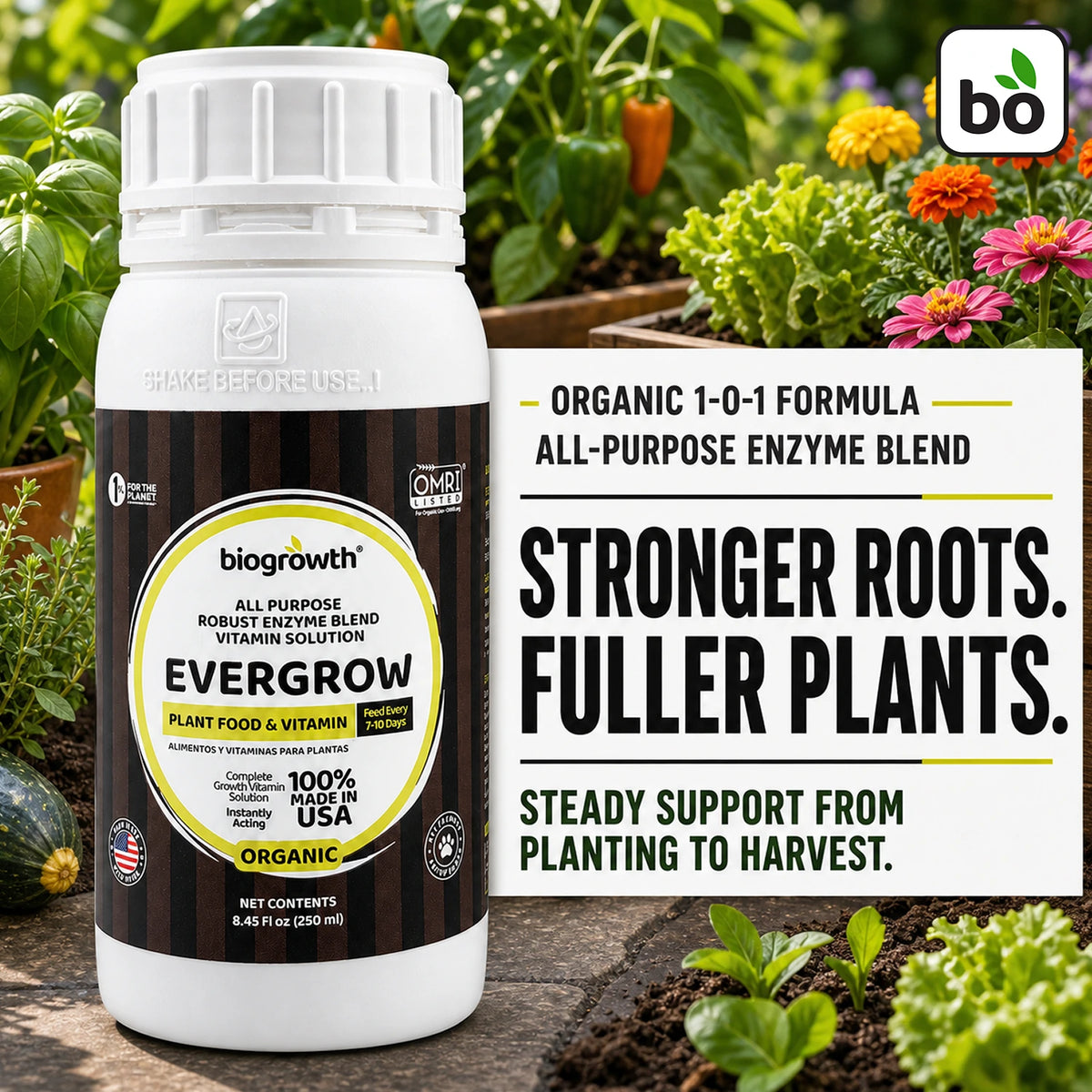 EverGrow Liquid Organic Plant Vitamin for Strong Roots & Flowers - Biogrowth Organics