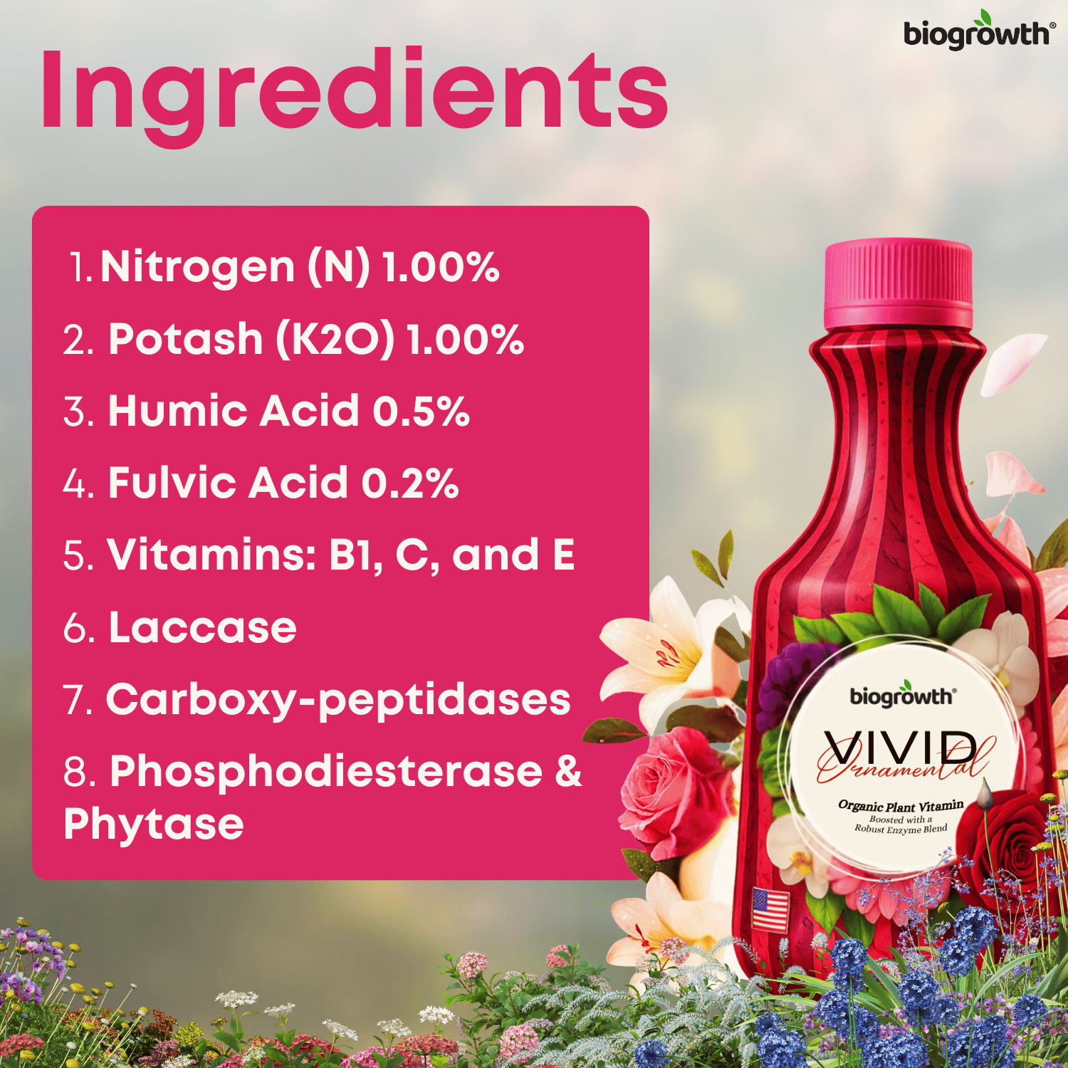 Vivid Liquid Organic Plant Vitamin for Flowers & Lawns