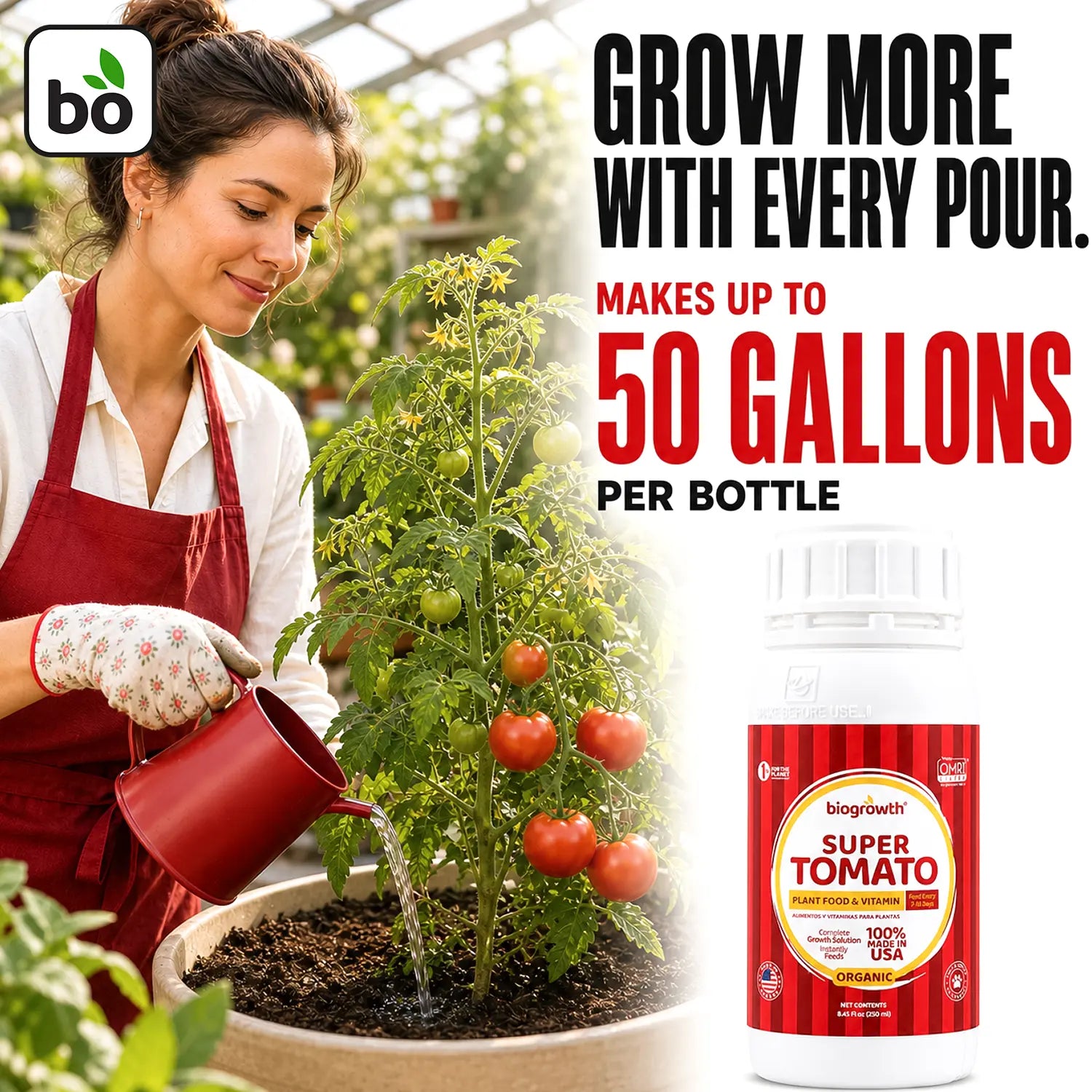 Super Tomato Liquid Organic Plant Vitamin for Heavy Yields & Stronger Vines - Biogrowth Organics