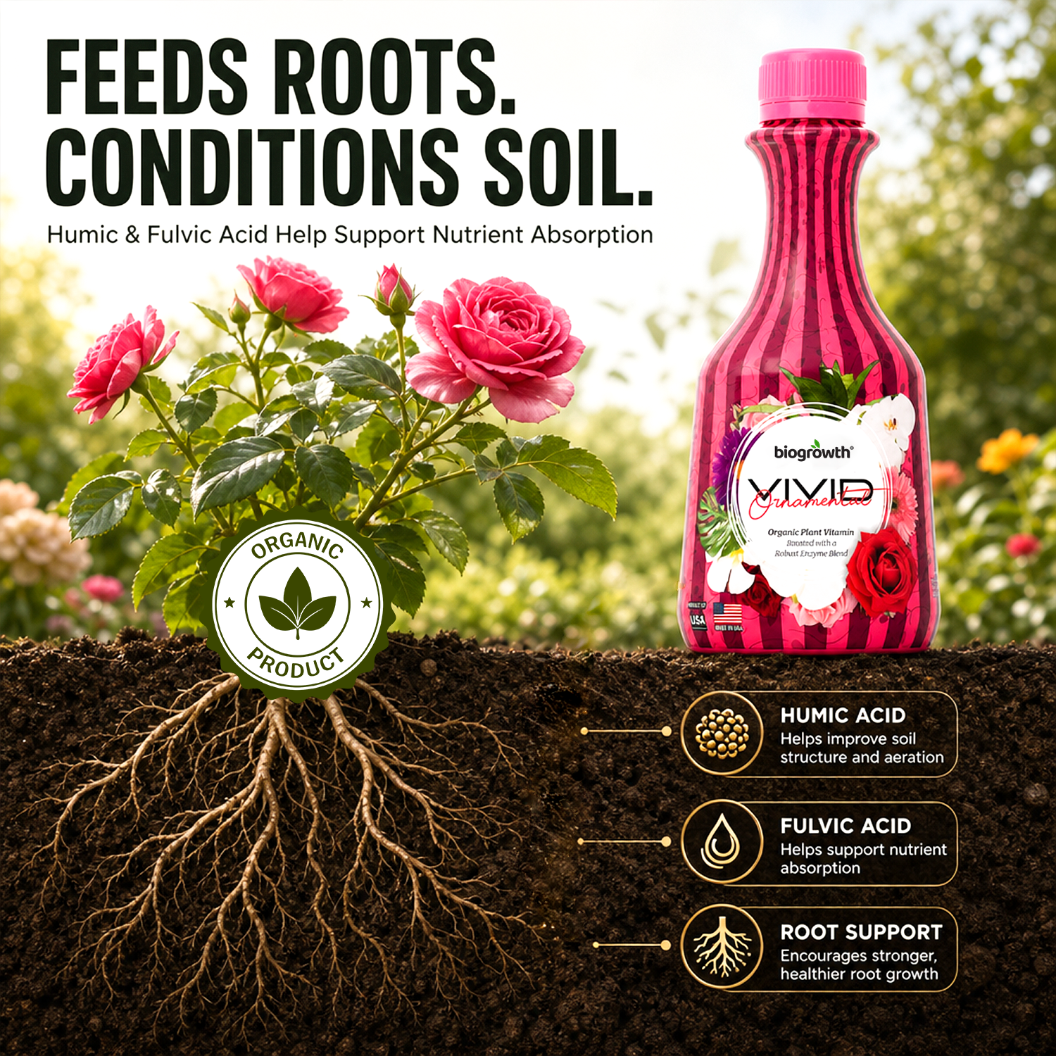 Vivid Liquid Organic Plant Vitamin for Flowers & Lawns